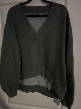PINK Victoria's Secret V-Neck Sweatshirt in Dark Olive